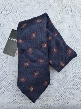 DANIEL CREMIEUX Men's Silk Necktie tie Navy Made In Italy, New With Tags